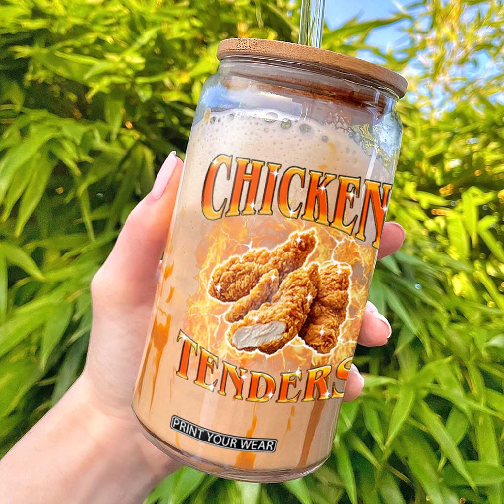 Funny Chicken Tenders Glass Can Funny Foodie Vintage 90s Bootleg Rap TS10 Black Print Your Wear
