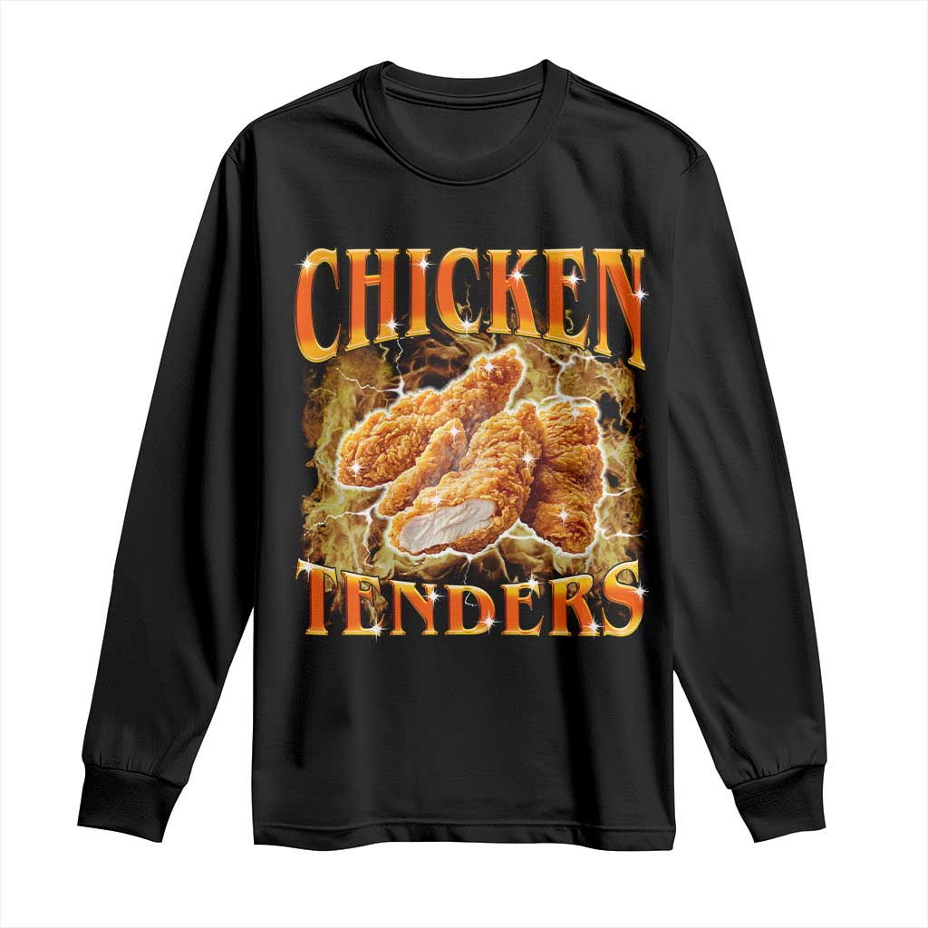 Funny Chicken Tenders Long Sleeve Shirt Funny Foodie Vintage 90s Bootleg Rap TS10 Black Print Your Wear