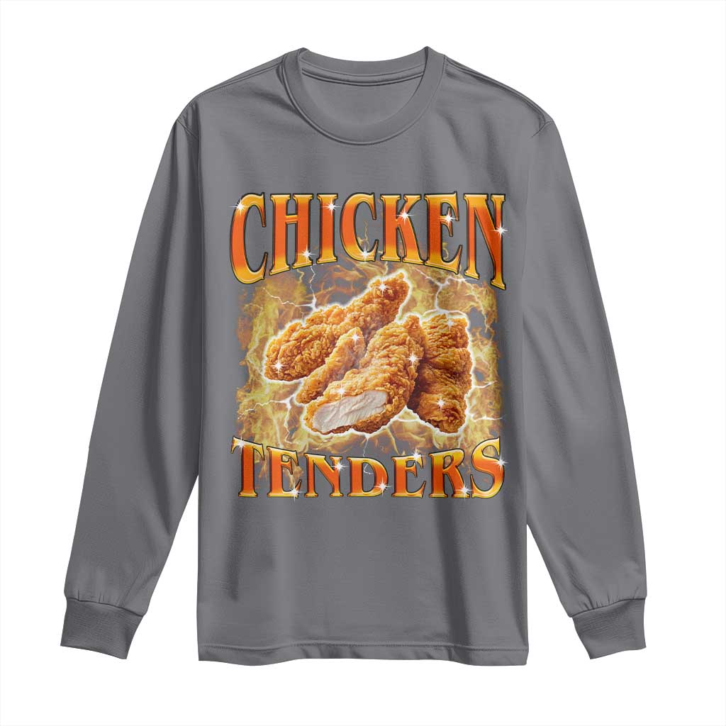 Funny Chicken Tenders Long Sleeve Shirt Funny Foodie Vintage 90s Bootleg Rap TS10 Charcoal Print Your Wear