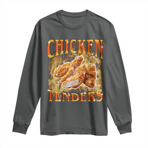 Funny Chicken Tenders Long Sleeve Shirt Funny Foodie Vintage 90s Bootleg Rap TS10 Dark Heather Print Your Wear