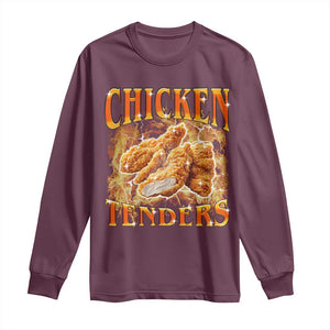 Funny Chicken Tenders Long Sleeve Shirt Funny Foodie Vintage 90s Bootleg Rap TS10 Maroon Print Your Wear