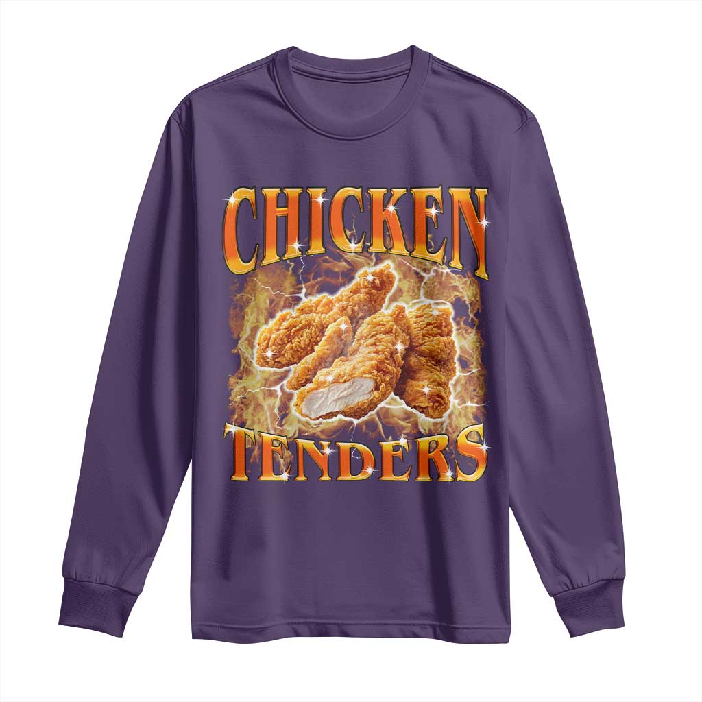 Funny Chicken Tenders Long Sleeve Shirt Funny Foodie Vintage 90s Bootleg Rap TS10 Purple Print Your Wear