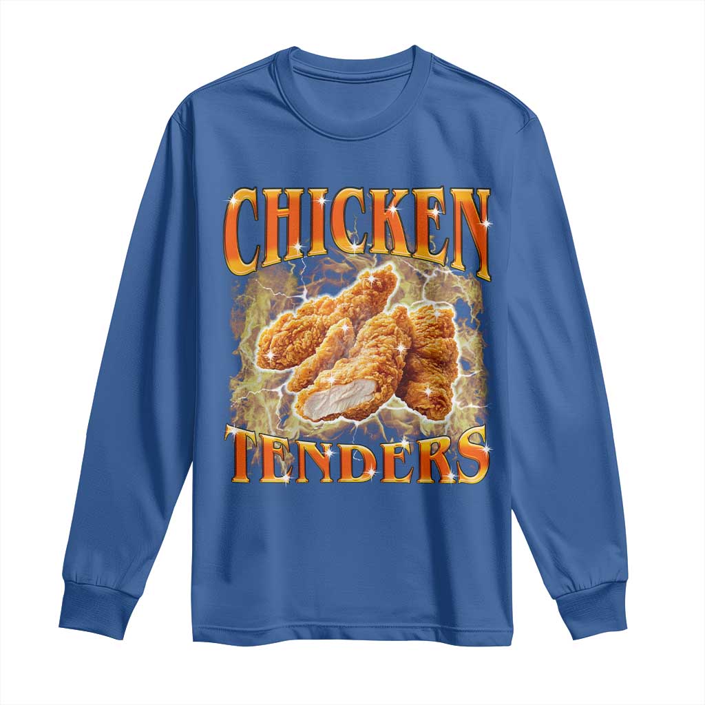Funny Chicken Tenders Long Sleeve Shirt Funny Foodie Vintage 90s Bootleg Rap TS10 Royal Blue Print Your Wear