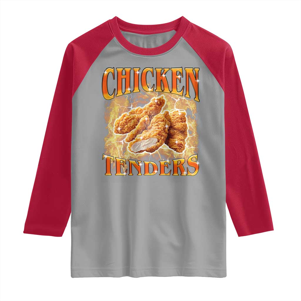 Funny Chicken Tenders Raglan Shirt Funny Foodie Vintage 90s Bootleg Rap TS10 Sport Gray Red Print Your Wear