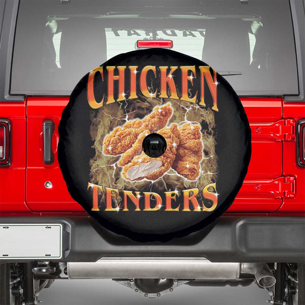 Funny Chicken Tenders Spare Tire Cover Funny Foodie Vintage 90s Bootleg Rap TS10 Black Print Your Wear
