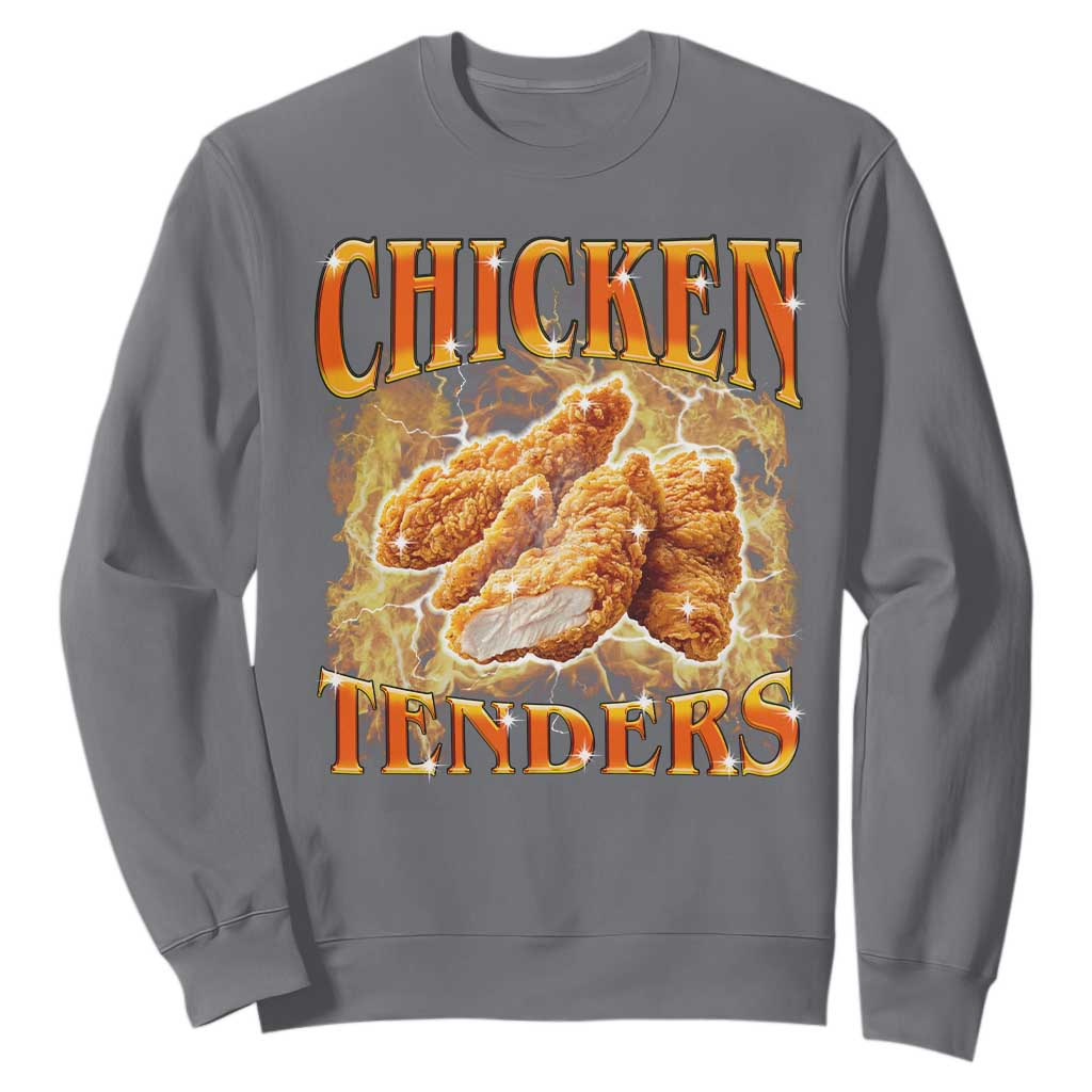 Funny Chicken Tenders Sweatshirt Funny Foodie Vintage 90s Bootleg Rap TS10 Charcoal Print Your Wear