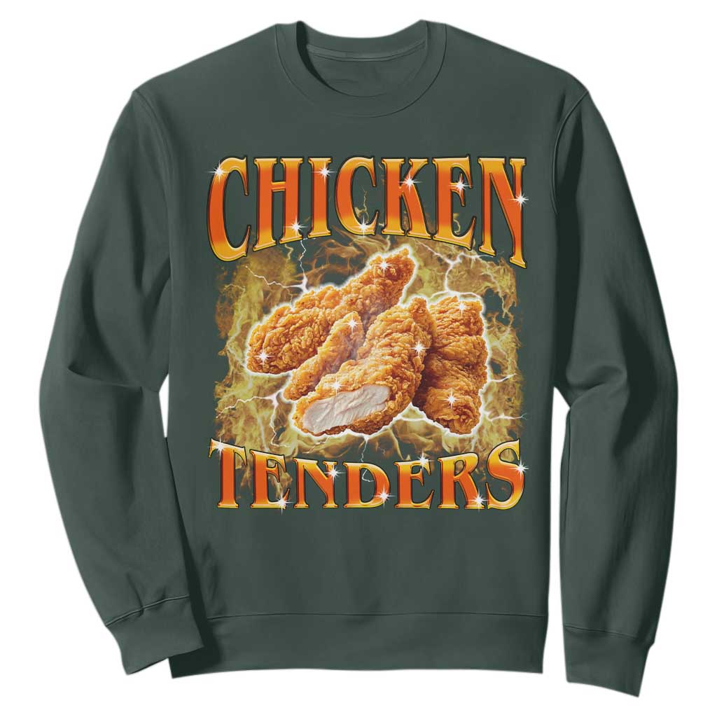 Funny Chicken Tenders Sweatshirt Funny Foodie Vintage 90s Bootleg Rap TS10 Dark Forest Green Print Your Wear