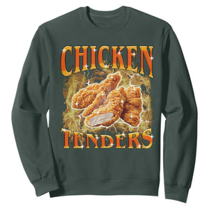 Funny Chicken Tenders Sweatshirt Funny Foodie Vintage 90s Bootleg Rap TS10 Dark Forest Green Print Your Wear