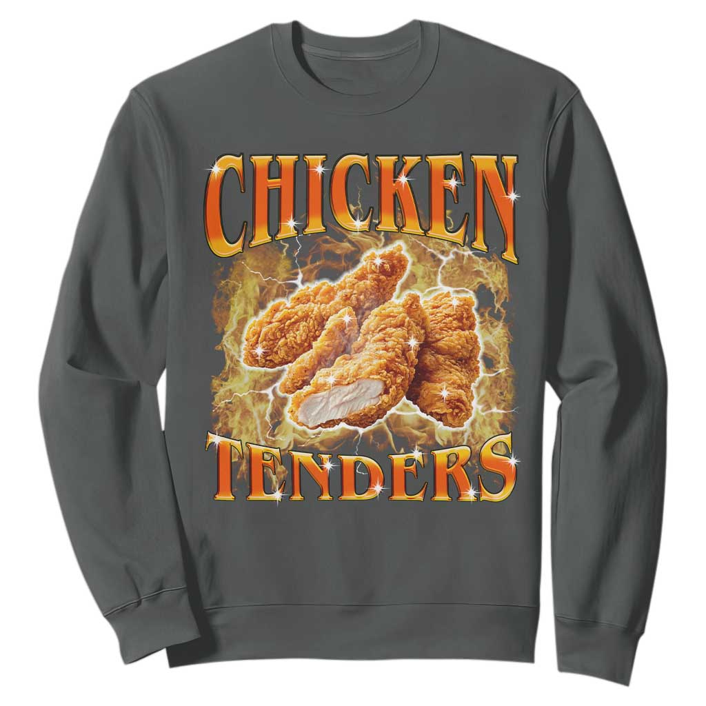 Funny Chicken Tenders Sweatshirt Funny Foodie Vintage 90s Bootleg Rap TS10 Dark Heather Print Your Wear