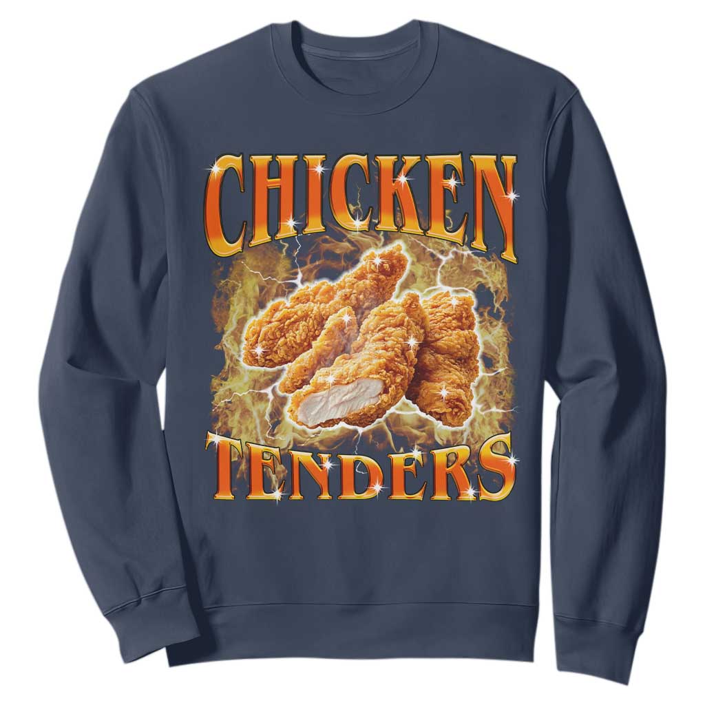 Funny Chicken Tenders Sweatshirt Funny Foodie Vintage 90s Bootleg Rap TS10 Navy Print Your Wear