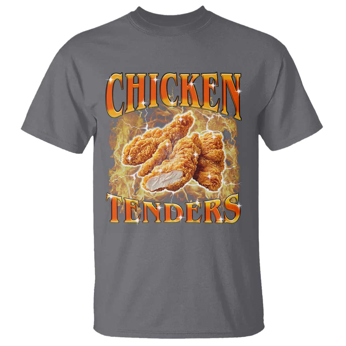 Funny Chicken Tenders T Shirt Funny Foodie Vintage 90s Bootleg Rap TS10 Charcoal Print Your Wear