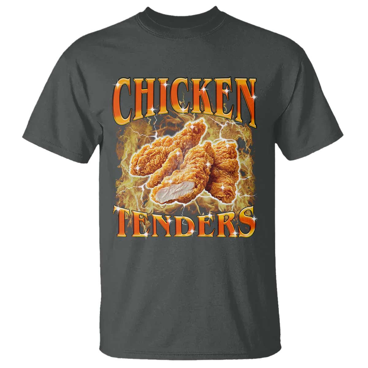 Funny Chicken Tenders T Shirt Funny Foodie Vintage 90s Bootleg Rap TS10 Dark Heather Print Your Wear