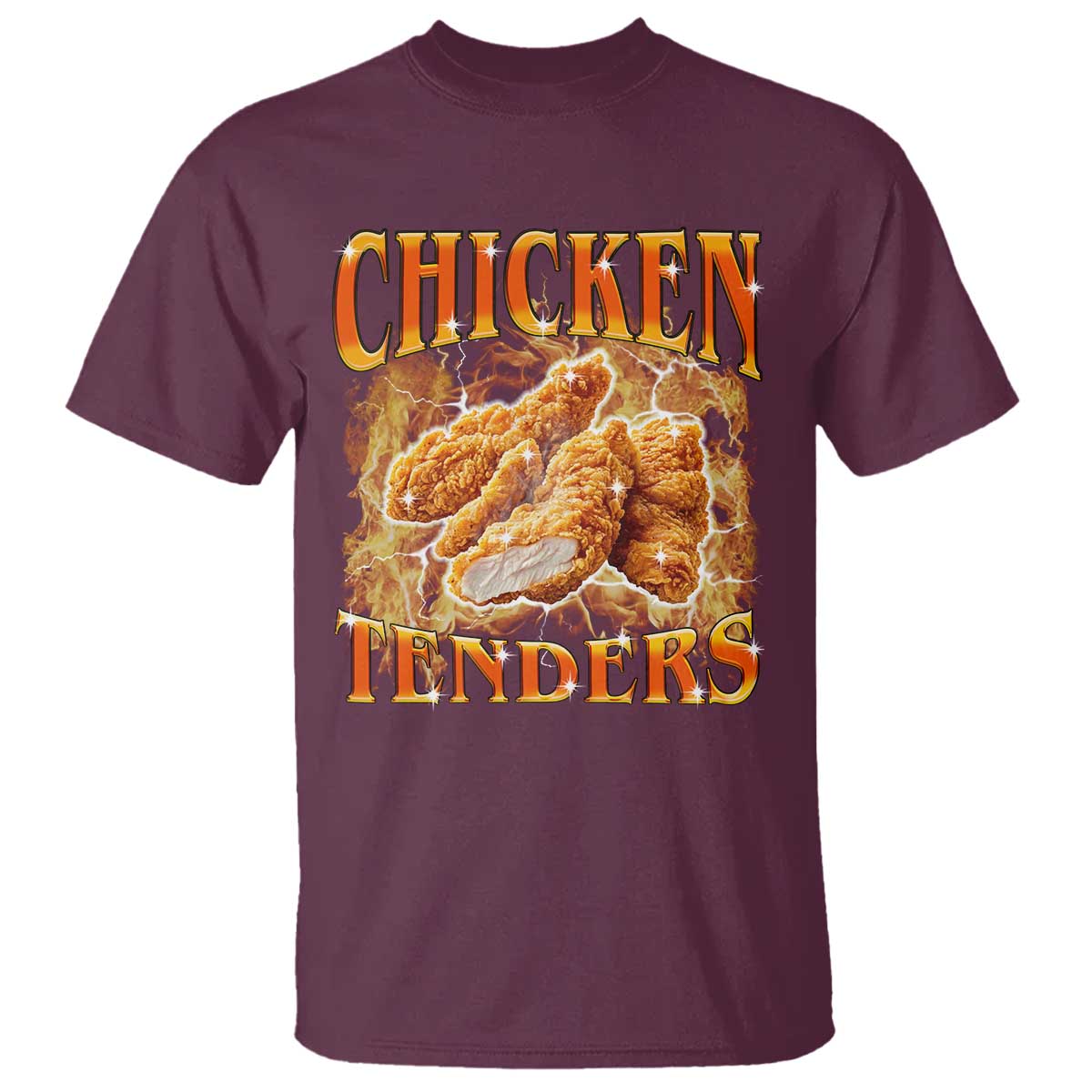 Funny Chicken Tenders T Shirt Funny Foodie Vintage 90s Bootleg Rap TS10 Maroon Print Your Wear