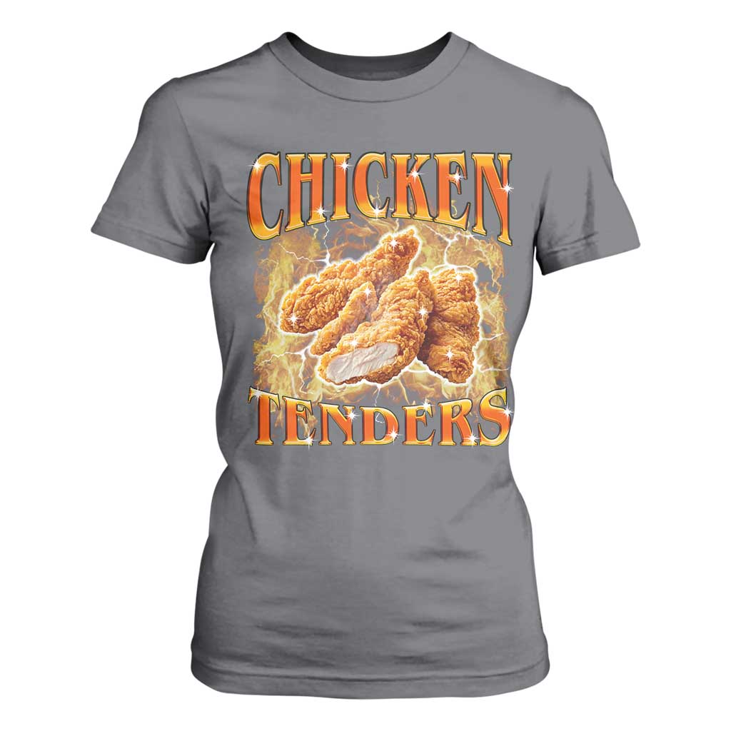 Funny Chicken Tenders T Shirt For Women Funny Foodie Vintage 90s Bootleg Rap TS10 Charcoal Print Your Wear