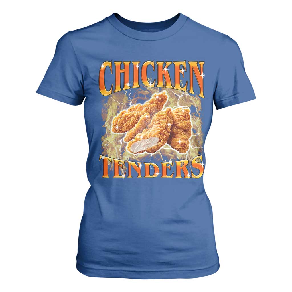 Funny Chicken Tenders T Shirt For Women Funny Foodie Vintage 90s Bootleg Rap TS10 Royal Blue Print Your Wear