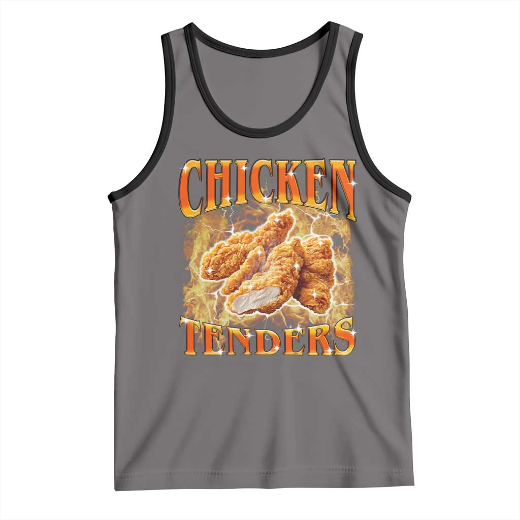Funny Chicken Tenders Tank Top Funny Foodie Vintage 90s Bootleg Rap TS10 Deep Heather Black Print Your Wear