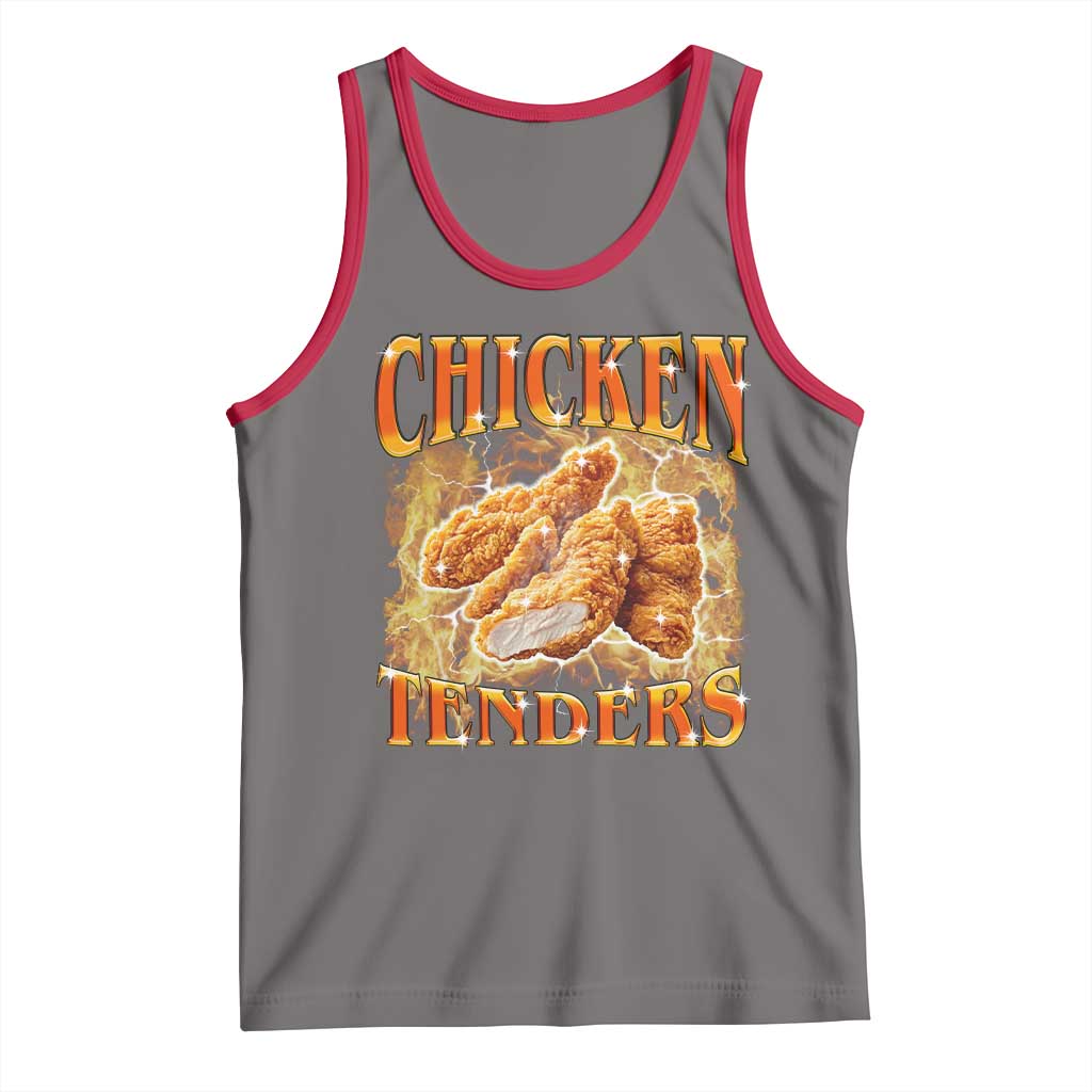 Funny Chicken Tenders Tank Top Funny Foodie Vintage 90s Bootleg Rap TS10 Deep Heather Red Print Your Wear