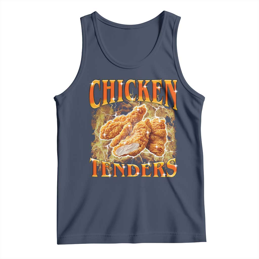 Funny Chicken Tenders Tank Top Funny Foodie Vintage 90s Bootleg Rap TS10 Navy Print Your Wear