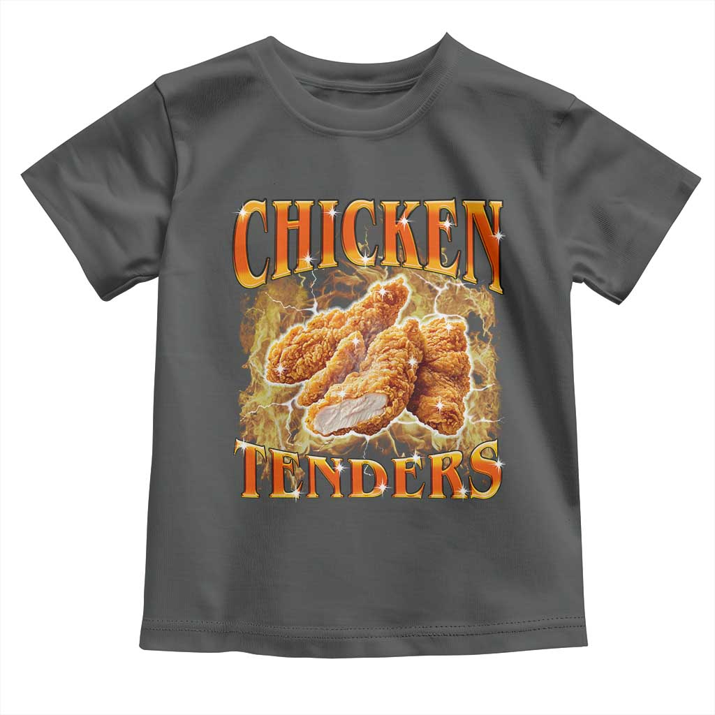 Funny Chicken Tenders Toddler T Shirt Funny Foodie Vintage 90s Bootleg Rap TS10 Dark Heather Print Your Wear