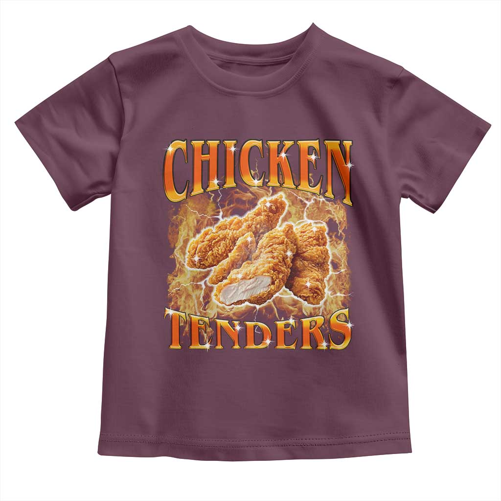Funny Chicken Tenders Toddler T Shirt Funny Foodie Vintage 90s Bootleg Rap TS10 Maroon Print Your Wear