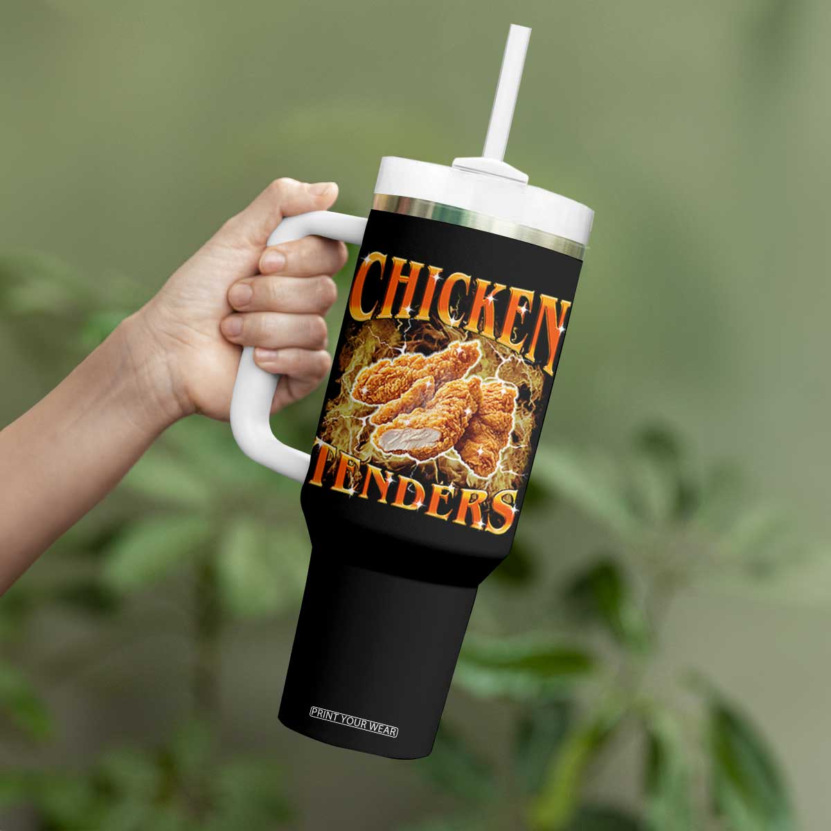 Funny Chicken Tenders Tumbler With Handle Funny Foodie Vintage 90s Bootleg Rap TS10 Print Your Wear