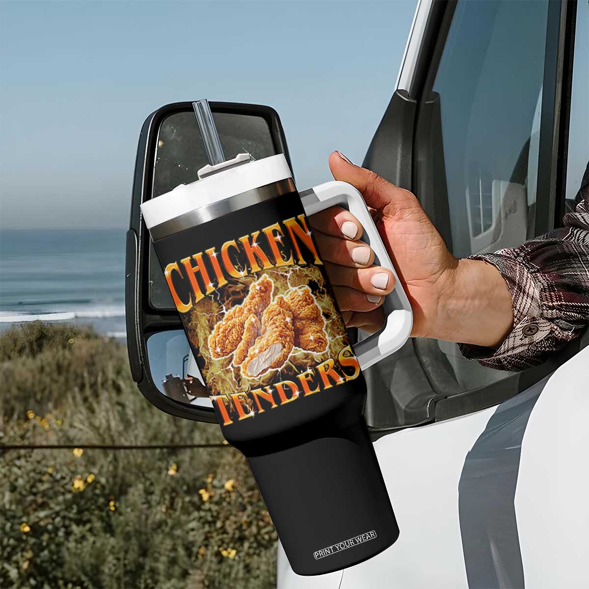 Funny Chicken Tenders Tumbler With Handle Funny Foodie Vintage 90s Bootleg Rap TS10 Print Your Wear