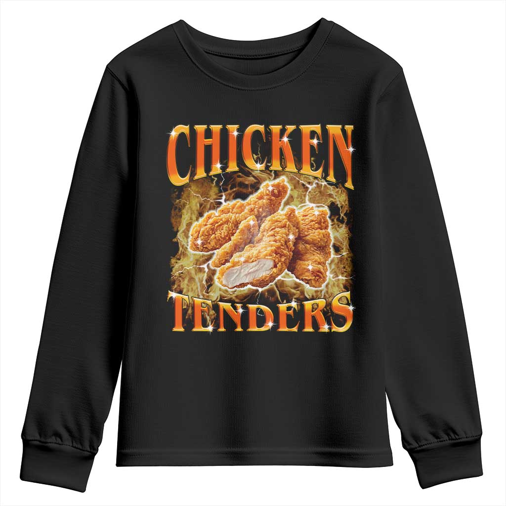 Funny Chicken Tenders Youth Sweatshirt Funny Foodie Vintage 90s Bootleg Rap TS10 Black Print Your Wear