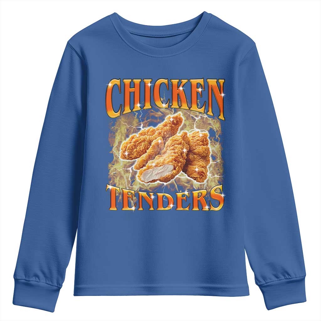 Funny Chicken Tenders Youth Sweatshirt Funny Foodie Vintage 90s Bootleg Rap TS10 Royal Blue Print Your Wear