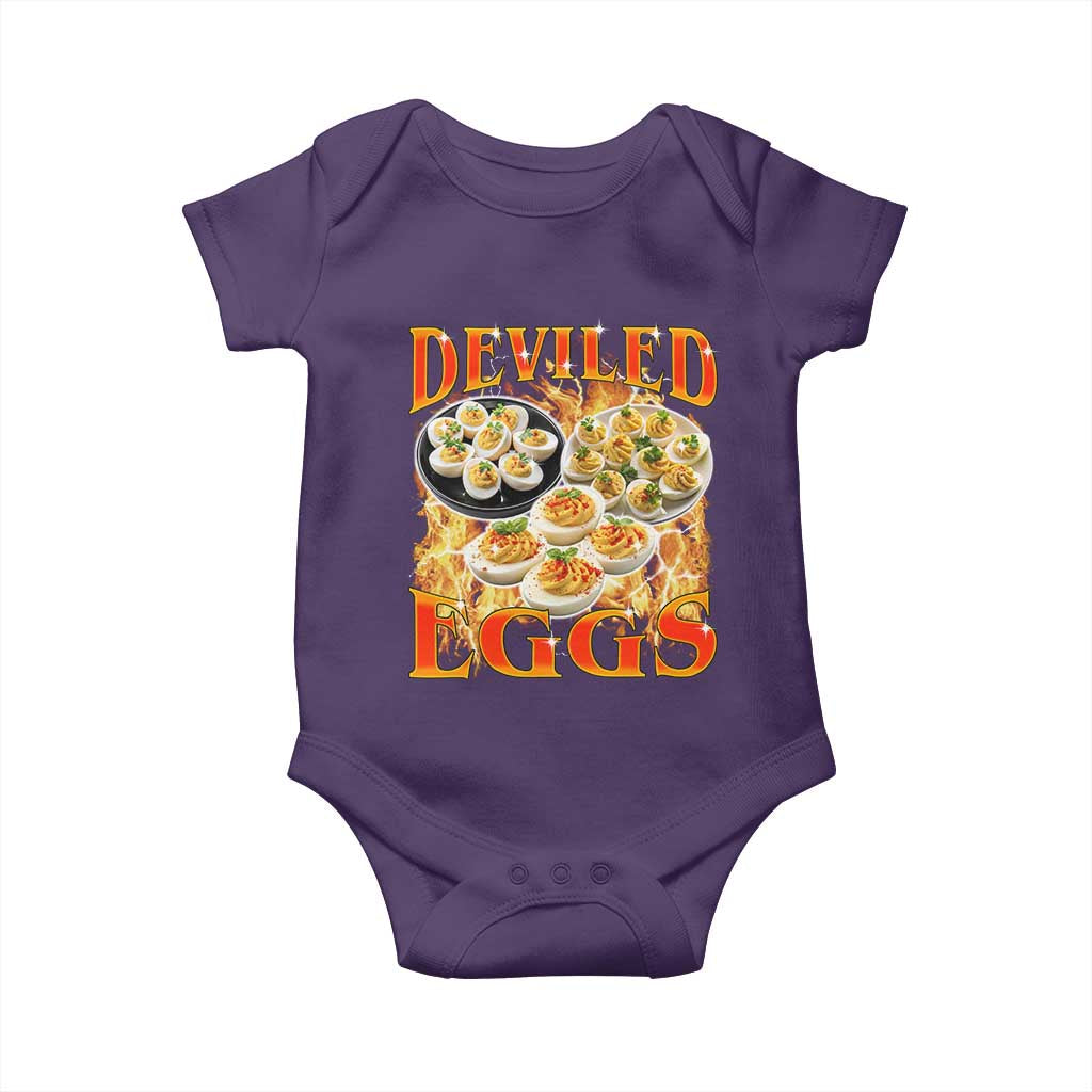 Deviled Eggs Baby Onesie Vintage 90s Thanksgiving Funny Foodie Bootleg Graphic TS10 Purple Print Your Wear