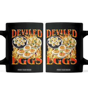 Deviled Eggs Coffee Mug Vintage 90s Thanksgiving Funny Foodie Bootleg Graphic TS10 Black Print Your Wear