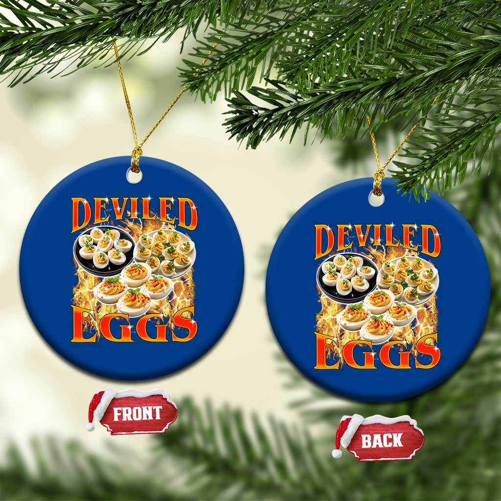 Deviled Eggs Ceramic Ornament Vintage 90s Thanksgiving Funny Foodie Bootleg Graphic TS10 1pc Blue Print Your Wear