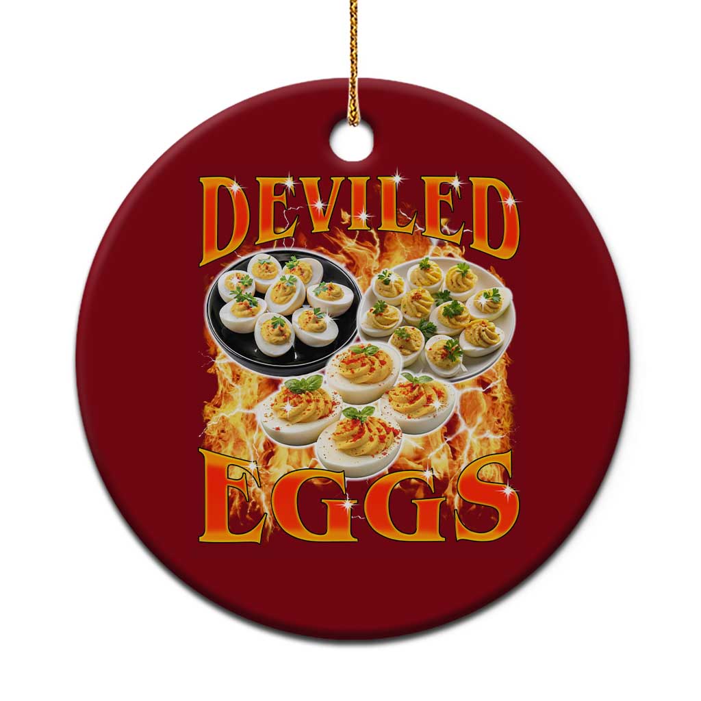 Deviled Eggs Ceramic Ornament Vintage 90s Thanksgiving Funny Foodie Bootleg Graphic TS10 1pc Red Print Your Wear