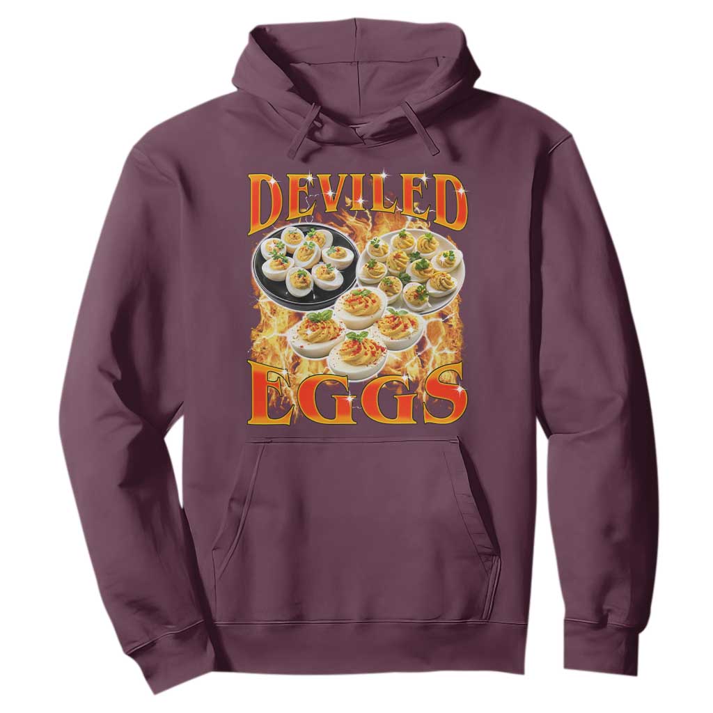 Deviled Eggs Hoodie Vintage 90s Thanksgiving Funny Foodie Bootleg Graphic TS10 Maroon Print Your Wear