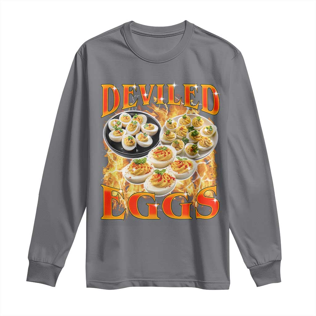 Deviled Eggs Long Sleeve Shirt Vintage 90s Thanksgiving Funny Foodie Bootleg Graphic TS10 Charcoal Print Your Wear