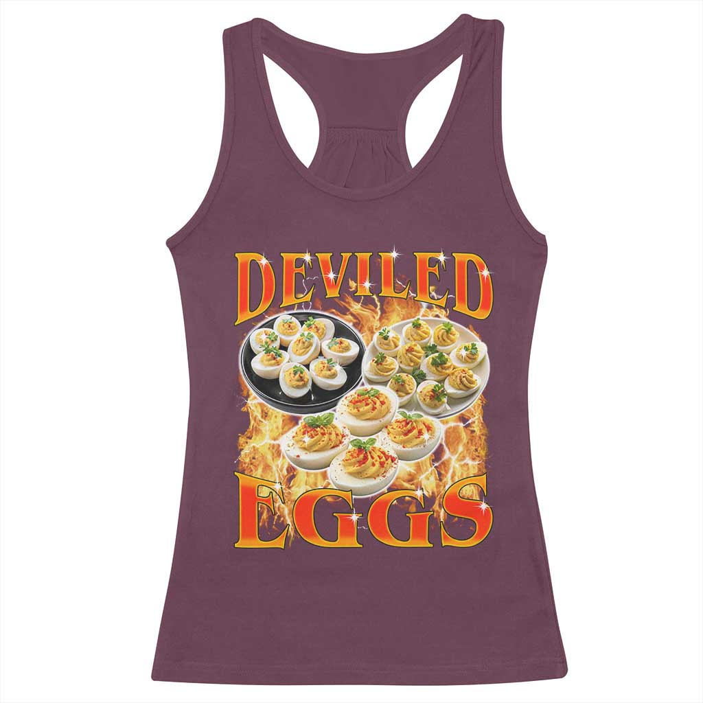 Deviled Eggs Racerback Tank Top Vintage 90s Thanksgiving Funny Foodie Bootleg Graphic TS10 Maroon Print Your Wear