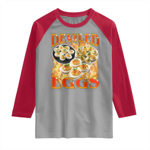 Deviled Eggs Raglan Shirt Vintage 90s Thanksgiving Funny Foodie Bootleg Graphic TS10 Sport Gray Red Print Your Wear