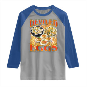 Deviled Eggs Raglan Shirt Vintage 90s Thanksgiving Funny Foodie Bootleg Graphic TS10 Sport Gray Royal Print Your Wear