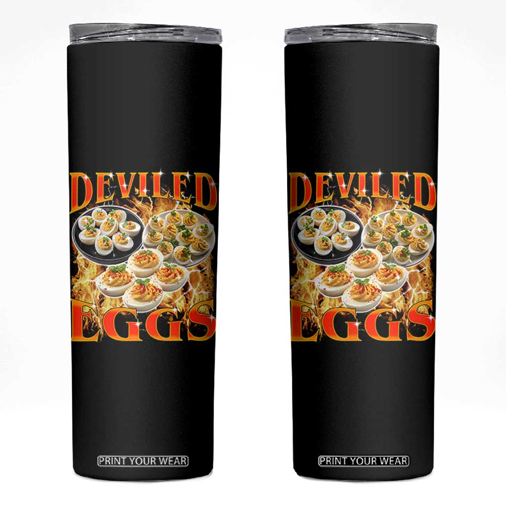Deviled Eggs Skinny Tumbler Vintage 90s Thanksgiving Funny Foodie Bootleg Graphic TS10 Black Print Your Wear