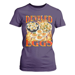 Deviled Eggs T Shirt For Women Vintage 90s Thanksgiving Funny Foodie Bootleg Graphic TS10 Purple Print Your Wear