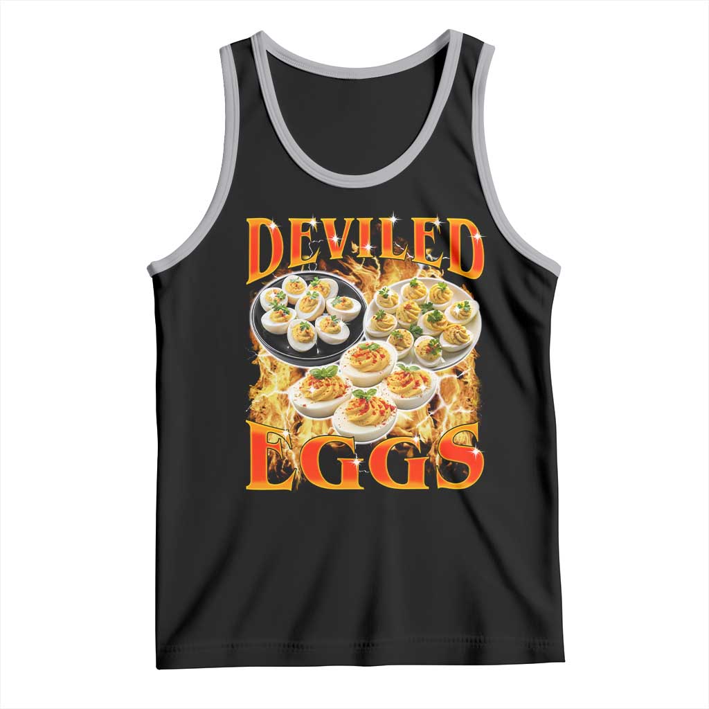 Deviled Eggs Tank Top Vintage 90s Thanksgiving Funny Foodie Bootleg Graphic TS10 Black Athletic Heather Print Your Wear