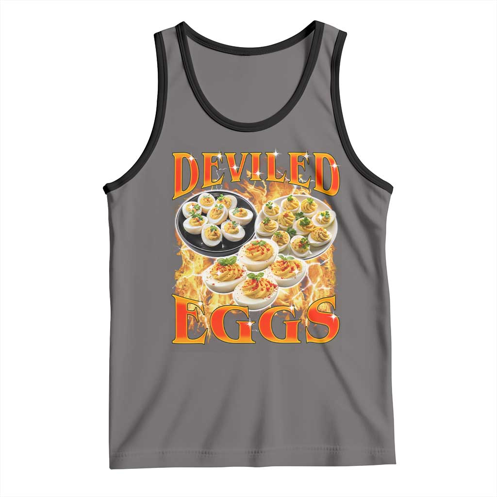 Deviled Eggs Tank Top Vintage 90s Thanksgiving Funny Foodie Bootleg Graphic TS10 Deep Heather Black Print Your Wear