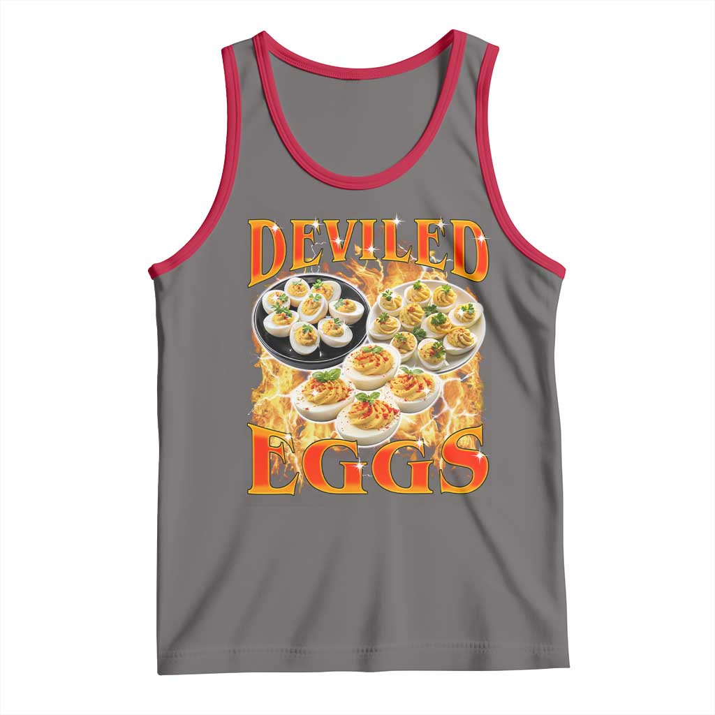 Deviled Eggs Tank Top Vintage 90s Thanksgiving Funny Foodie Bootleg Graphic TS10 Deep Heather Red Print Your Wear