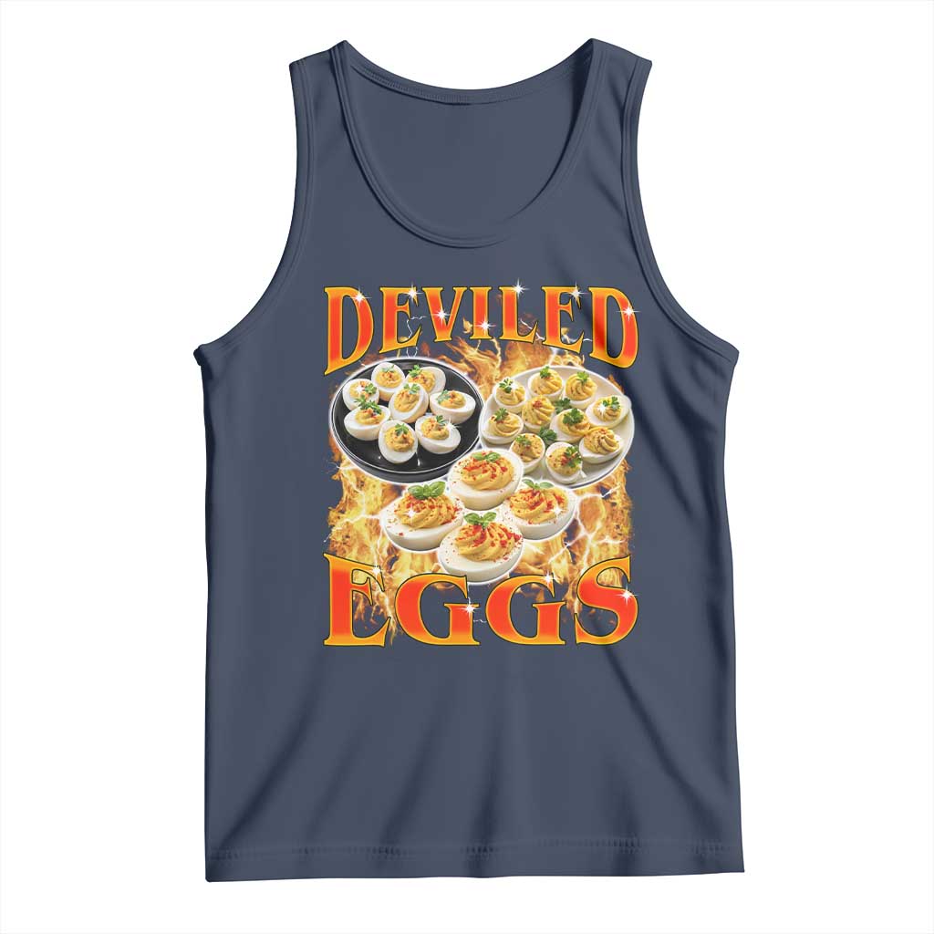 Deviled Eggs Tank Top Vintage 90s Thanksgiving Funny Foodie Bootleg Graphic TS10 Navy Print Your Wear