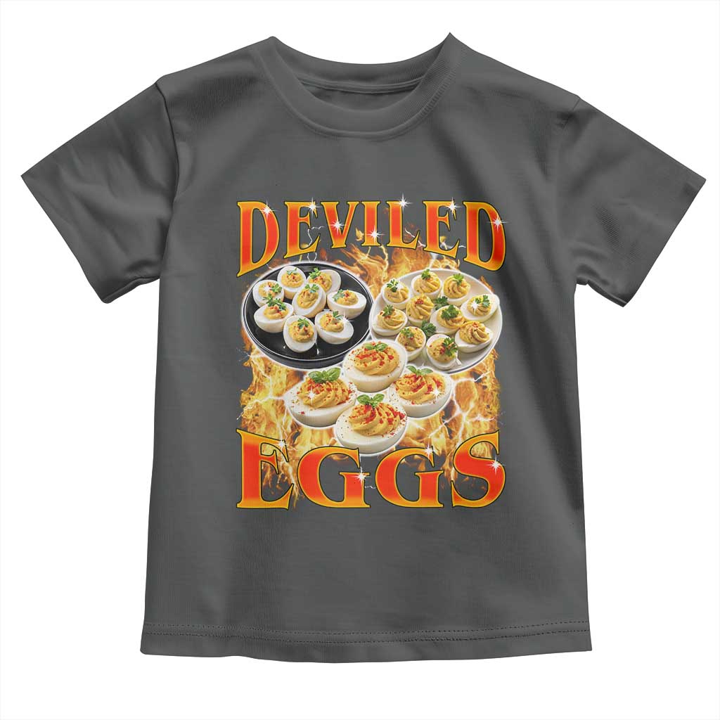 Deviled Eggs Toddler T Shirt Vintage 90s Thanksgiving Funny Foodie Bootleg Graphic TS10 Dark Heather Print Your Wear