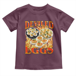Deviled Eggs Toddler T Shirt Vintage 90s Thanksgiving Funny Foodie Bootleg Graphic TS10 Maroon Print Your Wear
