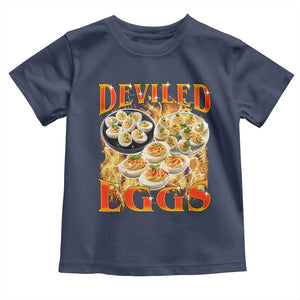 Deviled Eggs Toddler T Shirt Vintage 90s Thanksgiving Funny Foodie Bootleg Graphic TS10 Navy Print Your Wear