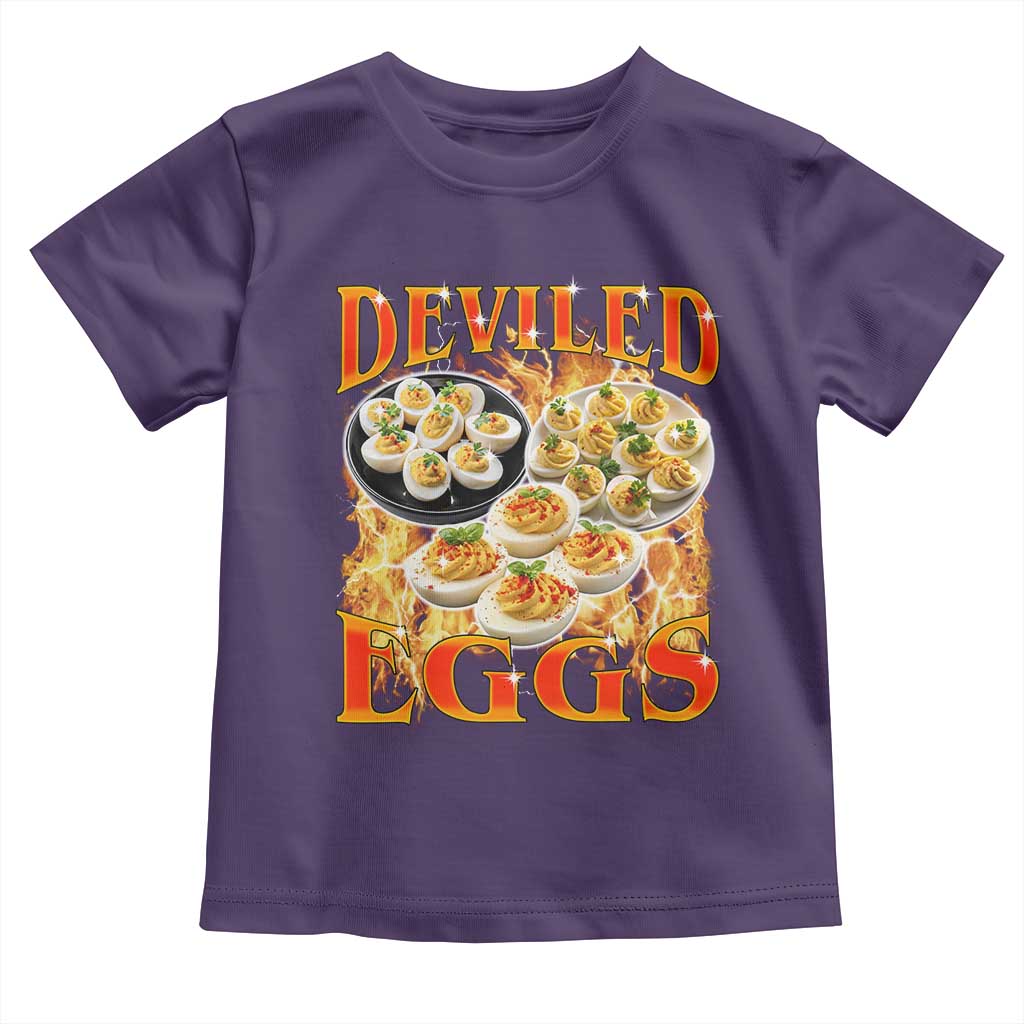 Deviled Eggs Toddler T Shirt Vintage 90s Thanksgiving Funny Foodie Bootleg Graphic TS10 Purple Print Your Wear