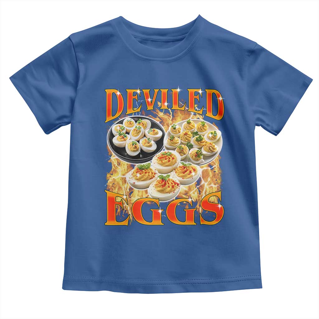 Deviled Eggs Toddler T Shirt Vintage 90s Thanksgiving Funny Foodie Bootleg Graphic TS10 Royal Blue Print Your Wear