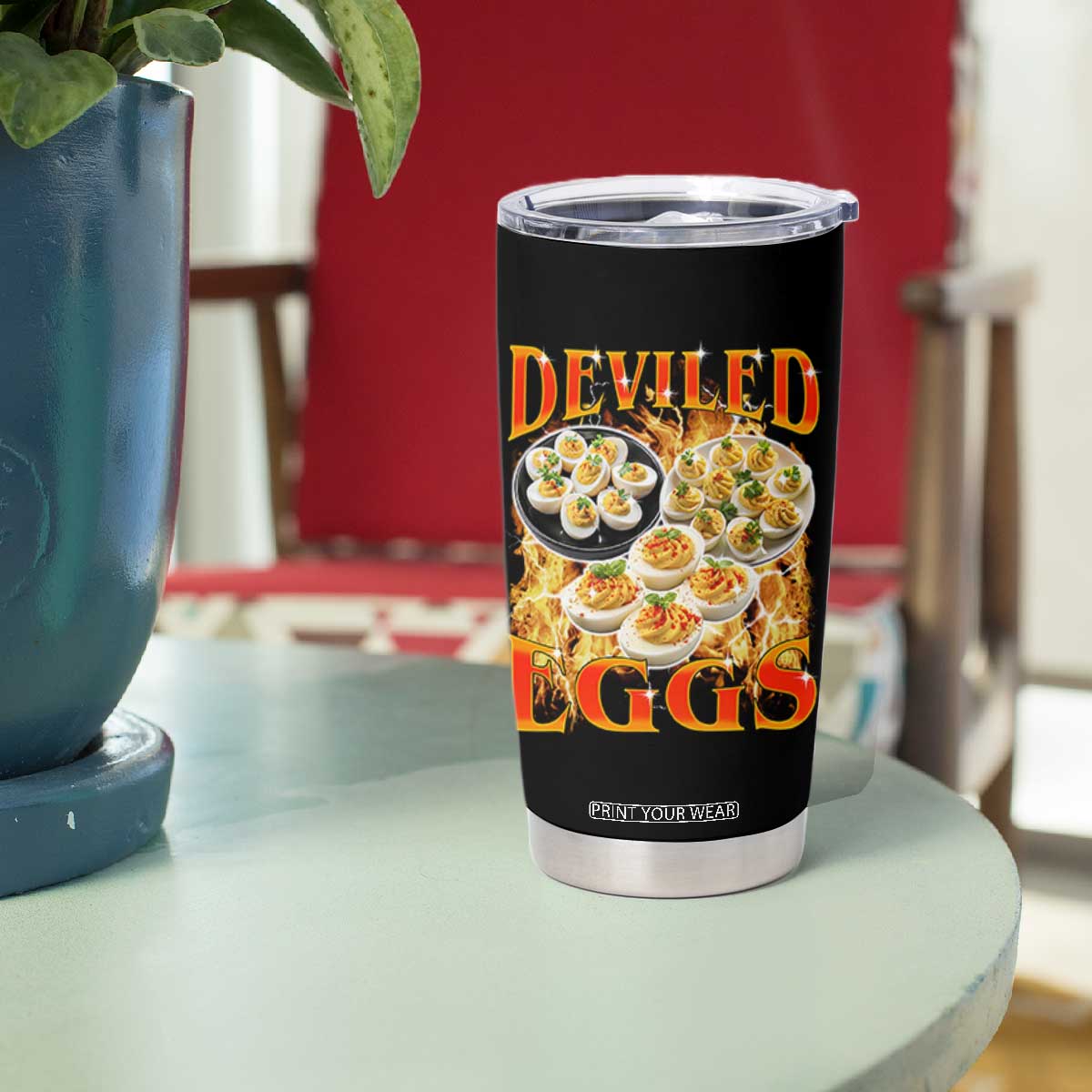 Deviled Eggs Tumbler Cup Vintage 90s Thanksgiving Funny Foodie Bootleg Graphic TS10 Print Your Wear