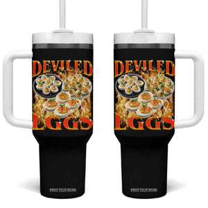Deviled Eggs Tumbler With Handle Vintage 90s Thanksgiving Funny Foodie Bootleg Graphic TS10 One Size: 40 oz Black Print Your Wear